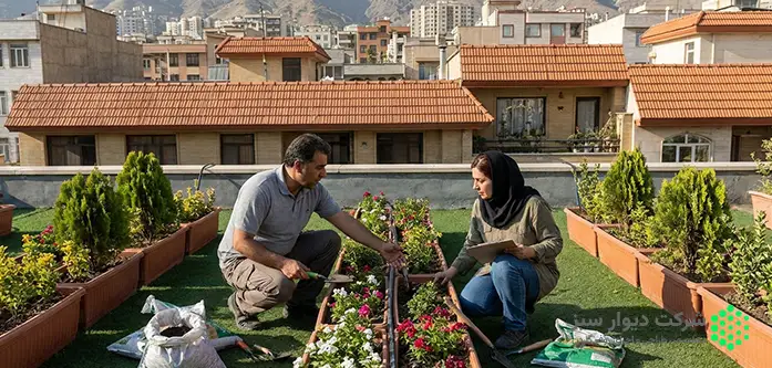 یک کارشناس در حال بررسی تخصصی گیاهان روف گاردن